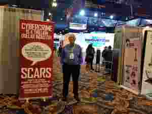 Dr. McGuinness at the SCARS booth at CES Las Vegas 2019